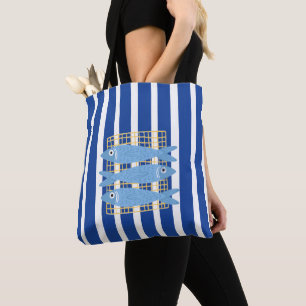Retro-Sardinen-Dosen-Illustration Nautical Tasche