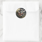 Retro-Sardinen-Pilot lustiger Meeresticker Runder Aufkleber (Tasche)