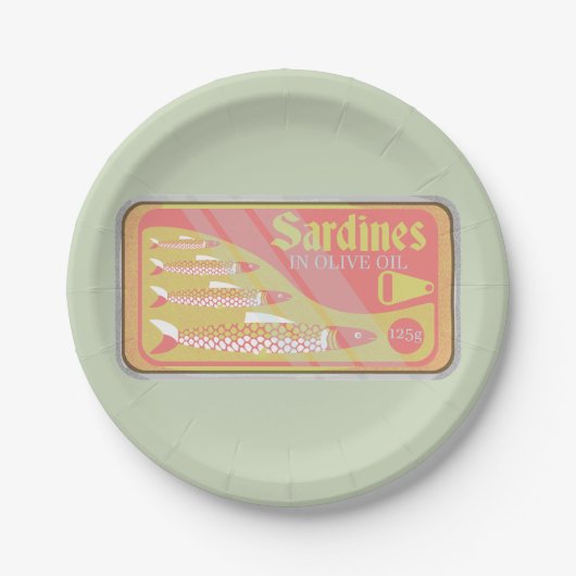 Retro-Sardinenposter Pappteller (Vorderseite)