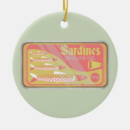 Retro Sardines Poster Keramik Ornament (Vorne)