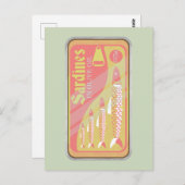 Retro Sardines Poster Postkarte (Vorne/Hinten)