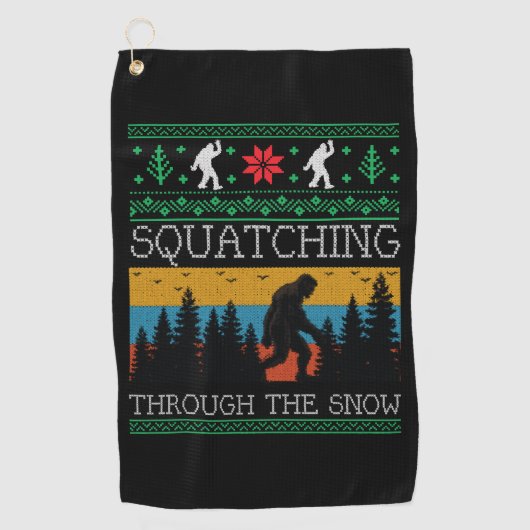 Retro Sasquatch Bigfoot Ugly Christmas Sweater Golfhandtuch (Vorderseite)