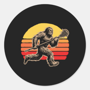 Retro Sasquatch Lax Bigfoot Lacrosse Vintag Vibe Runder Aufkleber