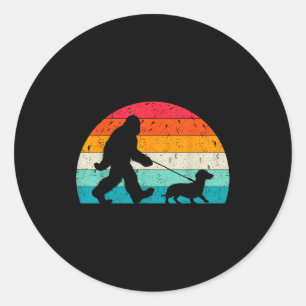 Retro Sasquatch Liebhaber Doxie Wiener Hund Spazie Runder Aufkleber