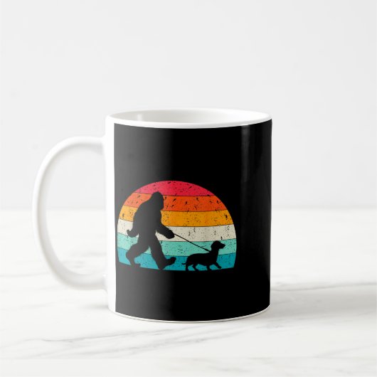 Retro Sasquatch Lover Doxie Wiener Dog Walker Bigf Kaffeetasse (Links)