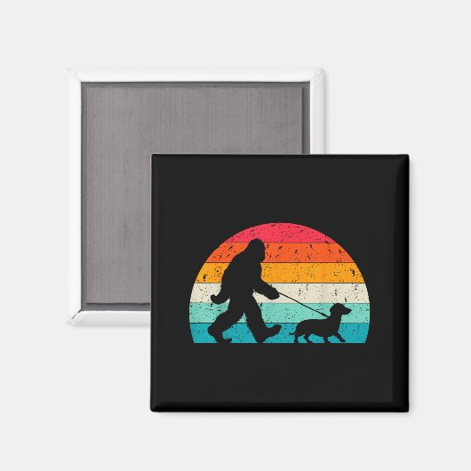 Retro Sasquatch Lover Doxie Wiener Dog Walker Bigf Magnet (Vorderseite/Rückseite)