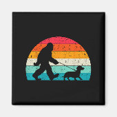 Retro Sasquatch Lover Doxie Wiener Dog Walker Bigf Magnet (Vorne)
