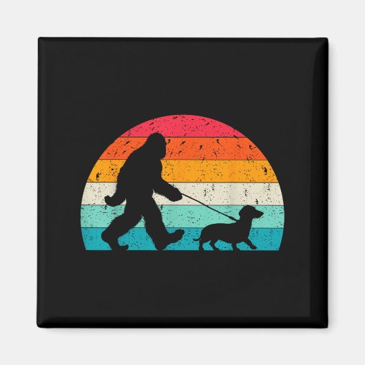 Retro Sasquatch Lover Doxie Wiener Dog Walker Bigf Magnet (Vorne)