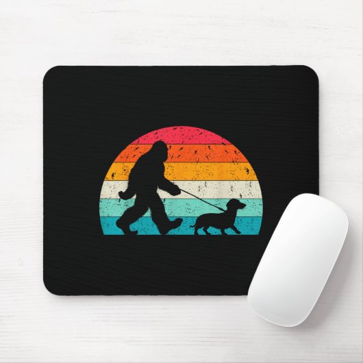 Retro Sasquatch Lover Doxie Wiener Dog Walker Bigf Mousepad (Mit Mouse)