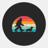 Retro Sasquatch Lover Doxie Wiener Dog Walker Bigf Runder Aufkleber (Vorderseite)