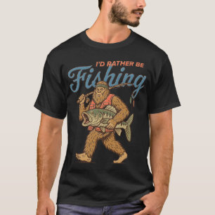 Retro Sasquatch, Lustiger Bigfoot-Angler, Ich Würd T-Shirt