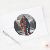 Retro Sasquatch Mysteriöse Zukunft Bigfoot Runder Aufkleber (Umschlag)