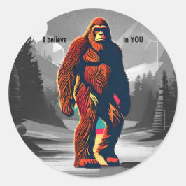 Retro Sasquatch Mysteriöse Zukunft Bigfoot Runder Aufkleber