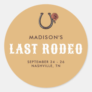Retro Sassy Last Rodeo Horseshoe Chic Bachelorette Runder Aufkleber