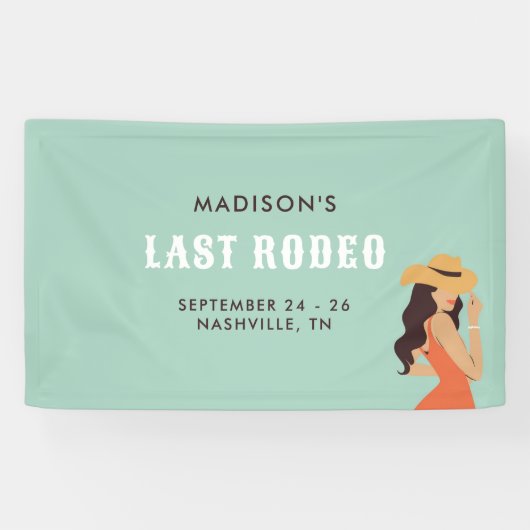Retro Sassy Last Rodeo Pink Green Bachelorette Banner (Horizontal)