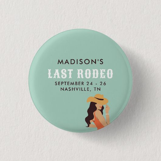 Retro Sassy Last Rodeo Pink Green Bachelorette Button (Vorderseite)