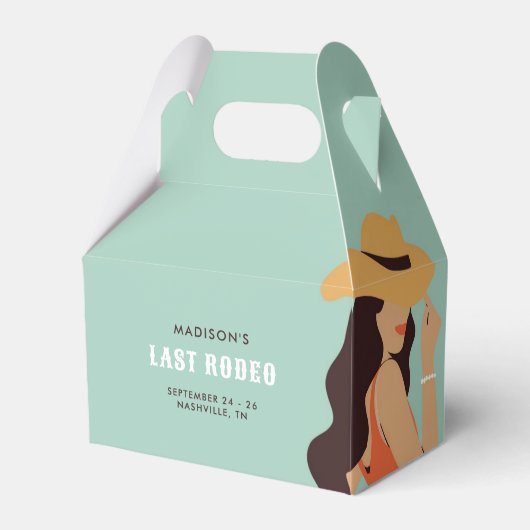 Retro Sassy Last Rodeo Pink Green Bachelorette Geschenkschachtel (Vorderseite)