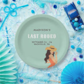 Retro Sassy Last Rodeo Pink Green Bachelorette Pappteller (Party)