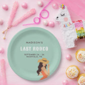 Retro Sassy Last Rodeo Pink Green Bachelorette Pappteller (Party)