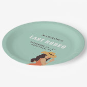 Retro Sassy Last Rodeo Pink Green Bachelorette Pappteller (Schrägansicht)