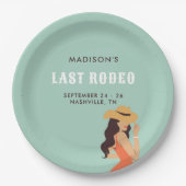Retro Sassy Last Rodeo Pink Green Bachelorette Pappteller (Vorderseite)