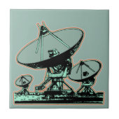 Retro Satellite Dish Graphic Fliese (Vorderseite)