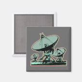 Retro Satellite Dish Graphic Magnet (Vorderseite/Rückseite)