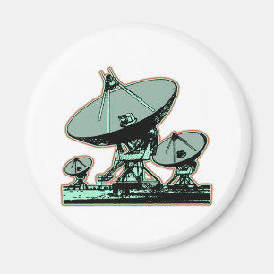 Retro Satellite Dish Graphic Magnet