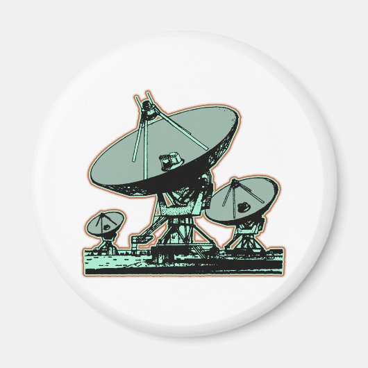 Retro Satellite Dish Graphic Magnet (Vorne)
