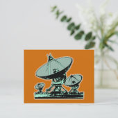 Retro Satellite Dish Graphic Postkarte (Stehend Vorderseite)
