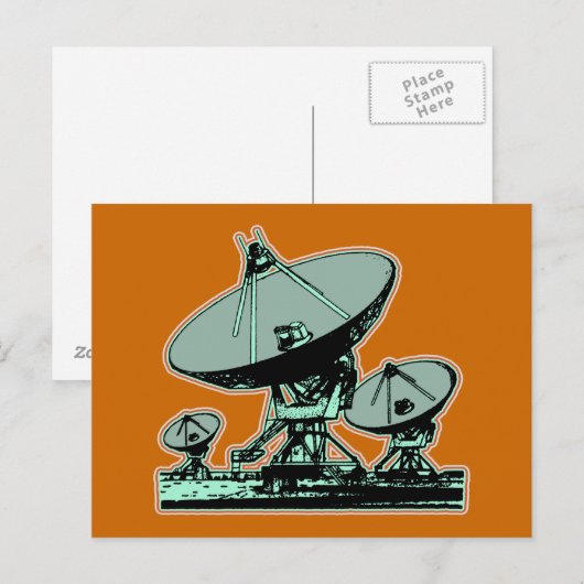 Retro Satellite Dish Graphic Postkarte (Vorne/Hinten)