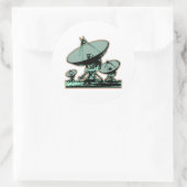 Retro Satellite Dish Graphic Runder Aufkleber (Tasche)