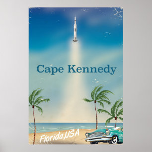 Retro Saturn fünf Raketenplakat Kap-Kennedys Poster