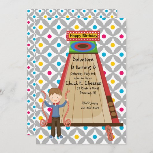 Retro Säulengang Skee Einladung (Vorne/Hinten)