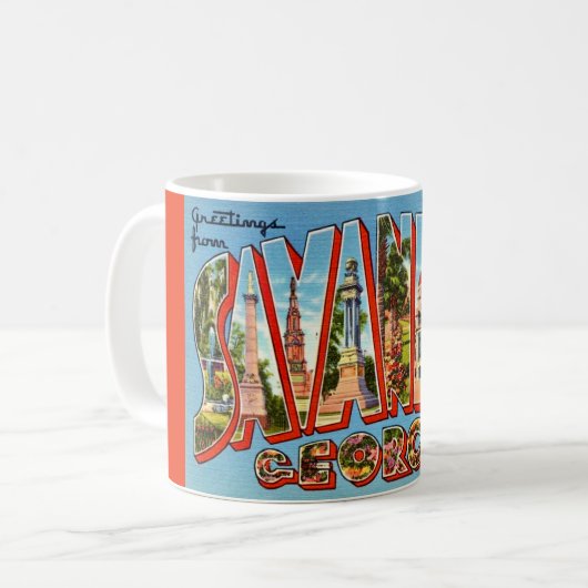 Retro Savannah Georgia Postcard Kaffeetasse (Vorderseite Links)