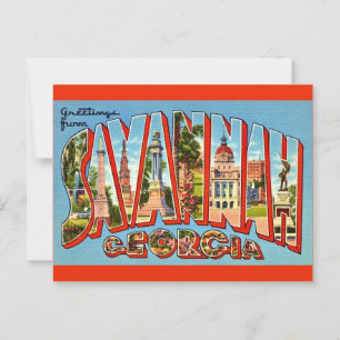 Retro-Savannah-Georgia-Postkarte Postkarte