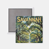 Retro Savannah Georgia Van Gogh Oak Avenue Travel Magnet (Vorderseite/Rückseite)