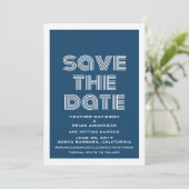 Retro Save the Date einladen, blau Einladung (Stehend Vorderseite)