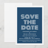 Retro Save the Date einladen, blau Einladung (Vorne/Hinten)