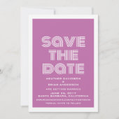 Retro Save the Date einladen, Fuchsia Einladung (Vorderseite)