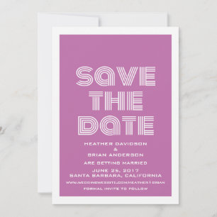 Retro Save the Date einladen, Fuchsia Einladung