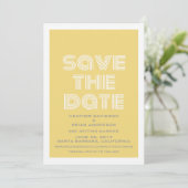 Retro Save the Date einladen, gelb Einladung (Stehend Vorderseite)