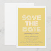 Retro Save the Date einladen, gelb Einladung (Vorne/Hinten)