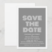 Retro Save the Date einladen, grau Einladung (Vorne/Hinten)