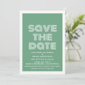 Retro Save the Date einladen, grün Einladung (Stehend Vorderseite)