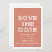 Retro Save the Date einladen, Orange (Vorne/Hinten)