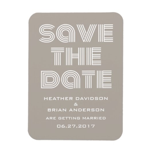Retro Save the Date Magnet, Beige Magnet (Vertikal)