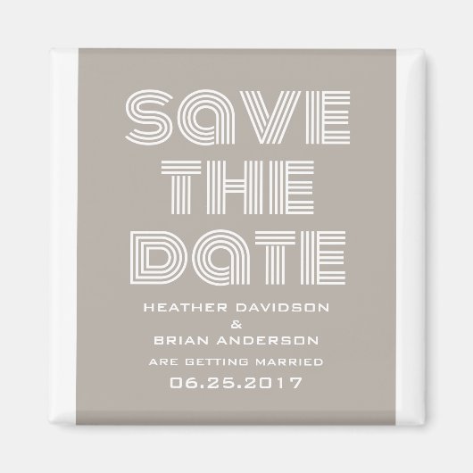 Retro Save the Date Magnet, Beige Magnet (Vorne)
