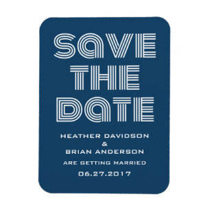 Retro Save the Date Magnet, blau Magnet
