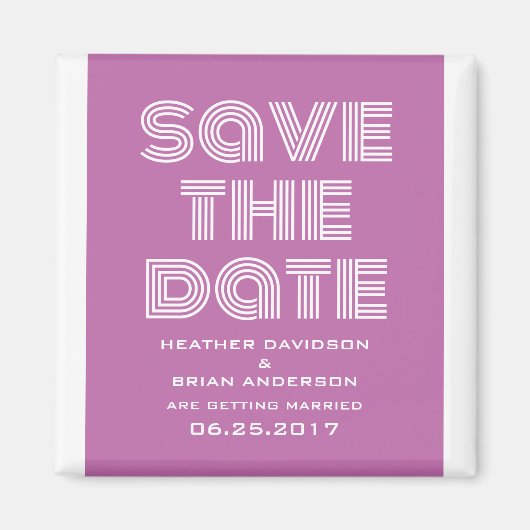 Retro Save the Date Magnet, Fuchsia Magnet (Vorne)